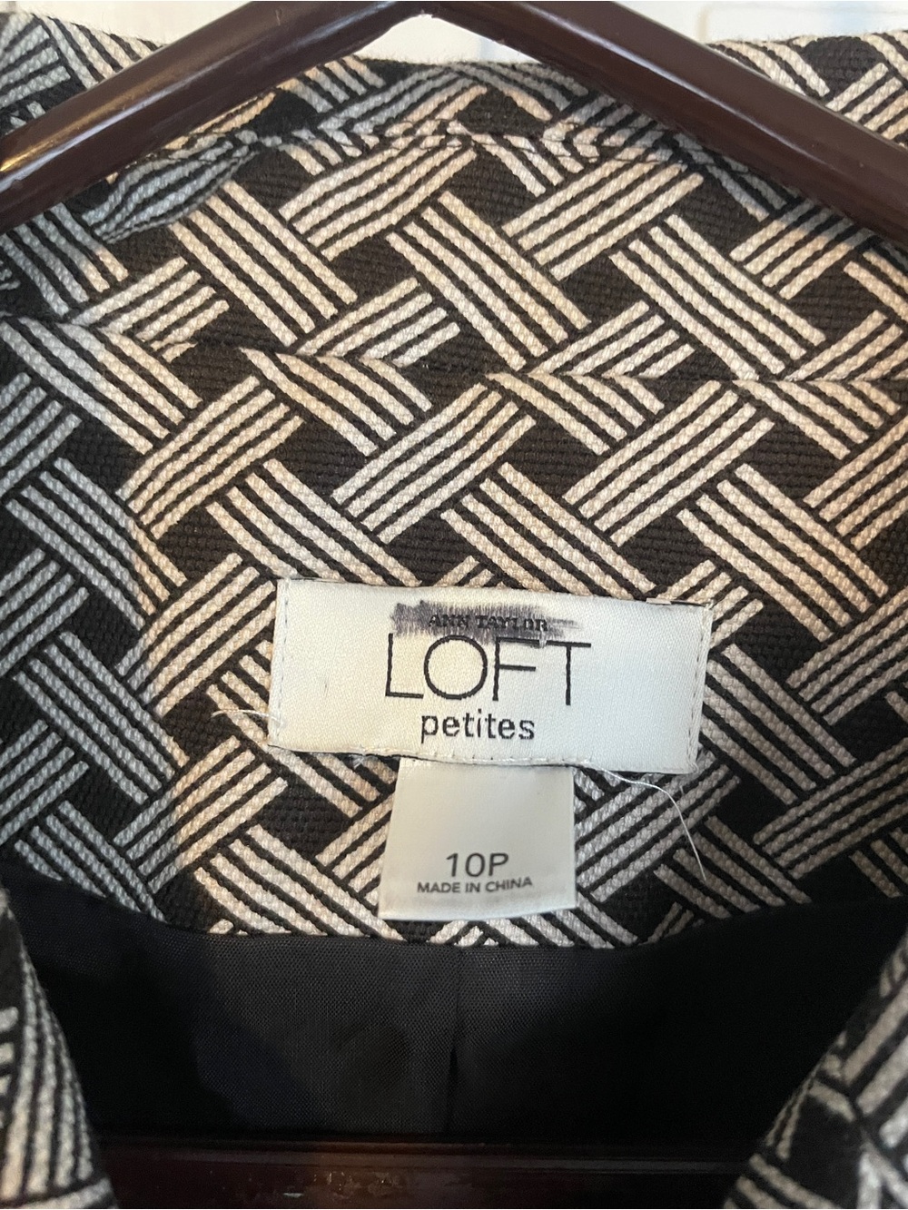 LOFT Petites Black and White Patterned Blazer Womens since  10P - Picture 2 of 6